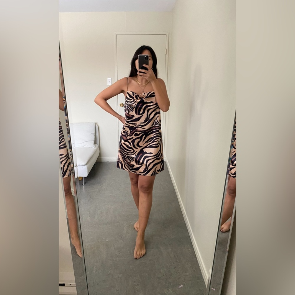 ZARA SATIN EFFECT DRESS WORN ONCE Stylish Zebra Print Dress